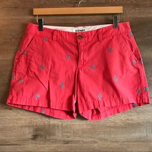Old Navy Coral Embroidered Anchor Shorts Size 6